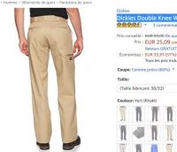 Pantalon hommes DICKIES Double Knee Work à 25€ (le double en general)