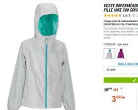 Decathlon : Veste impermeable à capuche pour enfants à 3.85€ (8 10 12 ans)