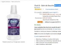 2€ le bain de bouche ORAL B 3D Luxe – 500mL (panier plus)