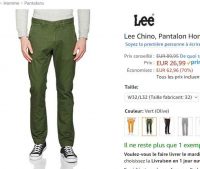 Moins de 27€ le pantalon hommes Chino Lee de couleur