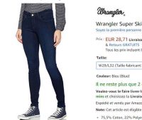 Jeans femmes Wrangler Super Skinny à moins de 29€