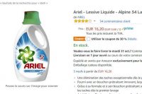 10.3€ le lot de deux lessives Ariel Alpine 34 lavages (premium amazon)