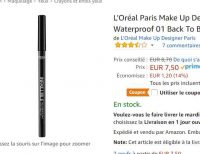 Maquillage : crayon liner yeux l’oreal à 4.25€ (premium amazon)