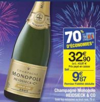 Super affaire: moins de 10€ le champagne HEIDSIECK GOLD TOP 2009