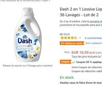 Bon plan lessive: 7.25€ les 2 bidons 36 lavages Dash 2 en 1 Lessive Liquide