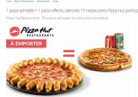 Promo Pizza Hut region parisienne : 2 pizzas pour le prix d’une