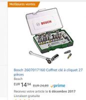 Bricolage: coffret clé à cliquet Bosch à 11€ ( prime amazon)