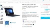 Pc portable 11 pouces Acer Spin 1 tactile à 159€
