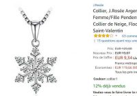Bijoux: 9.34€ le collier en argent avec pendentif flocon de neige