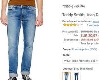 Jeans Droit Teddy Smith à 20.9€ (pour hommes)