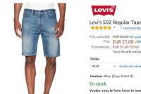 Short en jeans LEVIS 502 à 24 – 27€