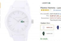 67€ la montre Lacoste de couleur blanche