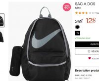 12.5€ le sac à dos Nike avec trousse