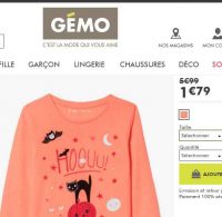 1.79€ le tee shirt pour filles avec motifs phosphorescents (gemo)