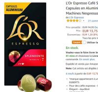 9€ le lot de 5 capsules nespresso l »or expresso (prime amazon)