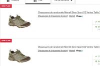 Mega affaire: chaussures randonnees femmes MERREL SIREN Q2 à 22€