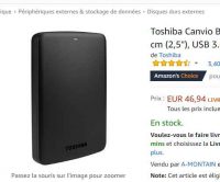 Informatique : moins de 47€ le disque dur toshiba 2.5 pouces 1to