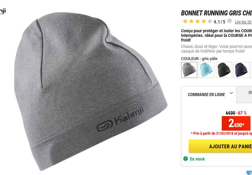 2€ le bonnet de running decathlon Kalendji - Bons Plans Bonnes Affaires