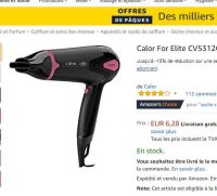 6.28€ le seche cheveux calor CV5312C0 (panier plus)
