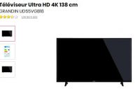 299€ une tv grand écran 55 pouces 4K de la marque Grandin ( UD55VGB18 )
