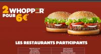 Bon plan Burger King : deux whopper pour 6€