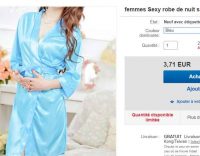Lingerie : moins de 4€ le Kimono en Satin