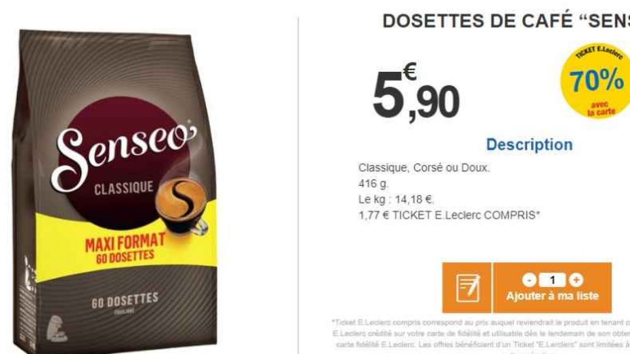 Promo 2 Dosettes Permanentes Compatibles Senseo chez E.Leclerc