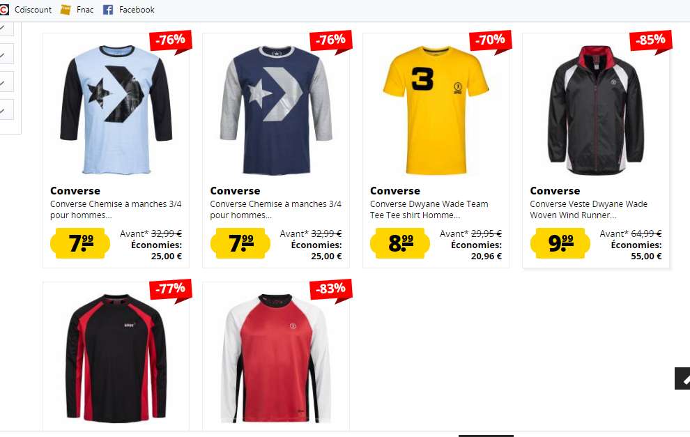 Sweat et vestes Converse à prix cassés à moins de 10€