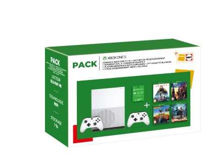 299€ le PACK CONSOLE XBOX ONE + 2 manettes + 4 jeux