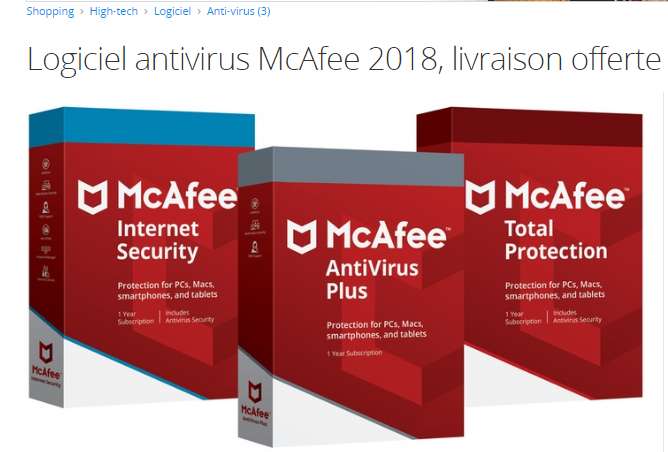 Antivirus MC AFEE  à partir de 9.9€