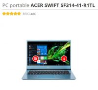 PC PORTABLE ACER SWIFT Ryzen 5 à 480€ ( 14 pouces, 8go , 512 SSD )