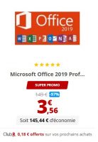 3,56€ la licence suite Microsoft Office