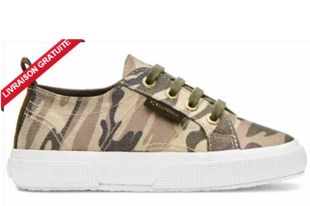 12,6€ les sneakers SuperGa LAMECAMOJ  Camouflage pour enfants (22 au 31)