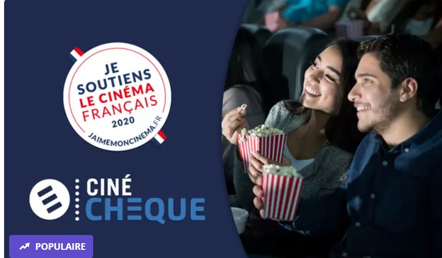 5.9€ la place de cinéma Cinecheques
