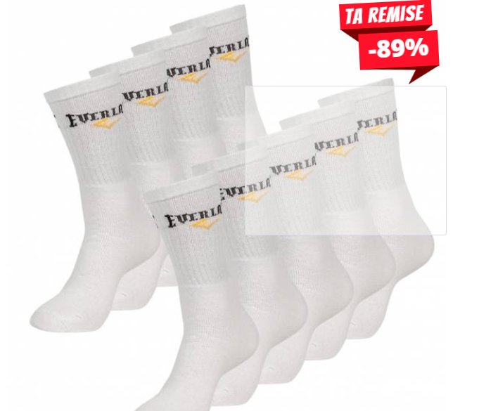 4.44€ les douze paires de chaussettes Everlast