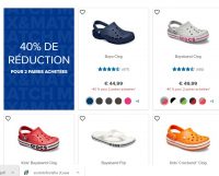 40% de réduction pour l’achat de deux paires de Crocs sur le site officiel