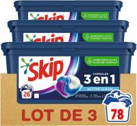 11.5€ le lot de 3 paquets de lessive Skip Skip Ultimate (78 capsules en tout)