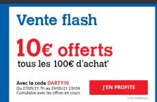 Darty : 10€ offerts en carte cadeau par tranche de 100€ d&rsquo;achats