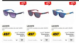 Paires de lunettes Lacoste à 49.99€