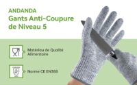 4.49€ la paire de gants anti coupure Andanda ( huitre … )