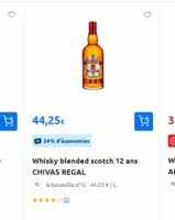 Bon plan whisky Chivas , Label5 , Lawsons avec 34% sur la carte carrefour