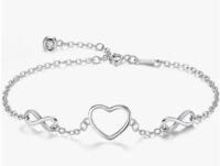 6.49€ le bracelet en argent avec pendentif coeur