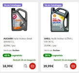 Huiles Auto Auchan avec 40% sur la carte , Shell avec 30%