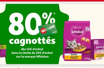 Auchan : 80% sur les produits WHISKAS