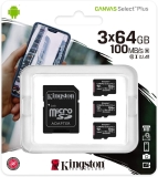 25.99e le lot de 3 cartes micro sd 64go Kingston